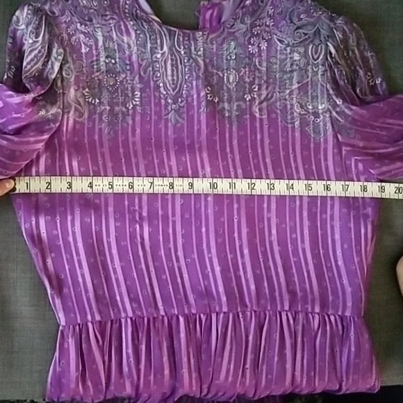 Vintage HANAE MORI Chiffon Paisley Stripe Dress - Picture 4 of 5